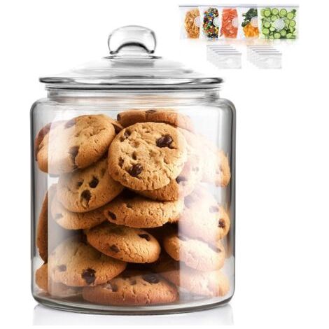Bocal à Biscuits en Verre avec Couvercle Hermétique, 3,9L Grande Bocal avec Silicone Réutilisable, Pot à Biscuits de Conservation pour Farines, Bonbons et d’Autre Aliments (1/5)