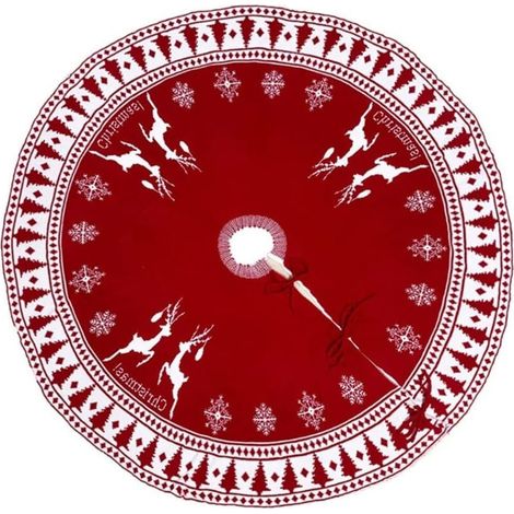 1 pièce de Noël en peluche blanche 122cm, tapis d'arbre en flocon de neige, jupe d'arbre rustique, jupe d'arbre de Noël, décoration pour la maison, jupe d'arbre en flocon de neige, jupe d'arbre en tri (1/5)