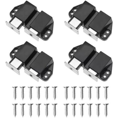 Lot de 4 loquets à pousser pour portes d'armoire, tiroir, placard et armoire – Loquet libération tactile en ABS, installation simple, design peu encombrant - (1/4)