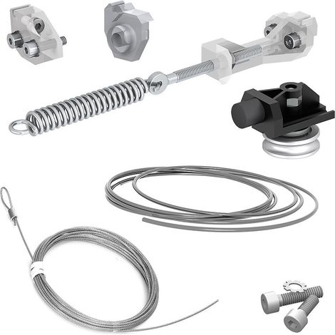 Slid'Up By Mantion – Kit de synchronisation pour 2 portes en verre – Système SLID'UP 190 – Câble 8m – Équerres de fixation et d'entraînement incluses