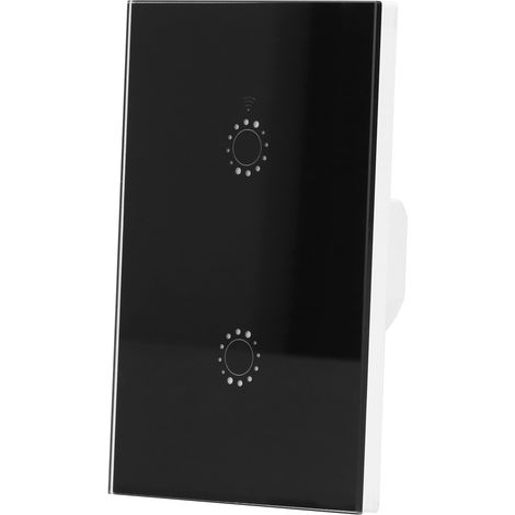 2-fach WLAN-Touch-Wandschalter, Alexa-kompatibel, intelligente Sprachsteuerung und App-Steuerung, 95–250 V Wechselstrom, schwarz (1/5)