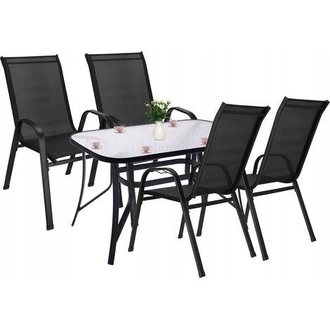 MOBILI DA GIARDINO SET DI MOBILI DA GIARDINO TAVOLO +4 SEDIE PER TERRAZZA BALCONE GRANDE (1/5)