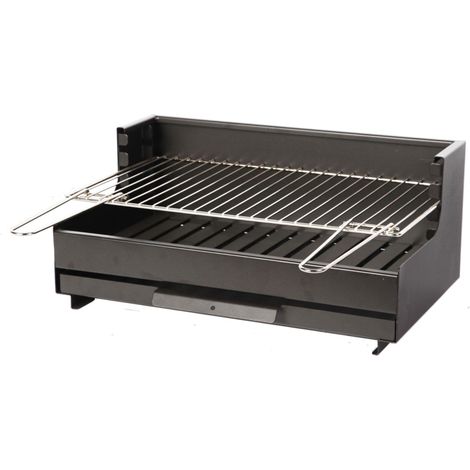 Le Marquier – Barbecue à charbon portable 54 x 32 cm – Cuve acier pour 8 à 10 personnes – Grille réglable sur 3 niveaux – Facile à nettoyer