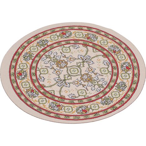 Tapis rond pour maison de poupée à l'échelle 1:12, 15,7 cm de diamètre, exquis tapis miniature tissé vintage pour la décoration de maison de poupée C01 Petite Fleur (1/5)