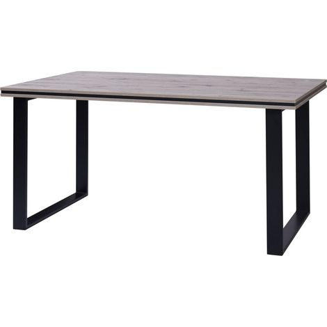 Table MALAGA - Stile industriale - Colore rovere Wellington con gambe nere - 160 x 90 x 78 cm