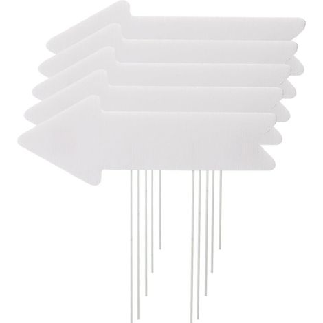 Lot de 5 panneaux fléchés vierges avec piquets, pour jardin, mariage, route, étanches, 43 x 15 cm (1/5)