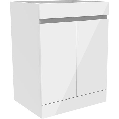 Acezanble Bathroom Floor Storage Cabinet Base Vanity Unit Free Standing Furniture Cupboard with 2 Doors, Shelf, softclose, Gloss White, 50x38.5x80cm