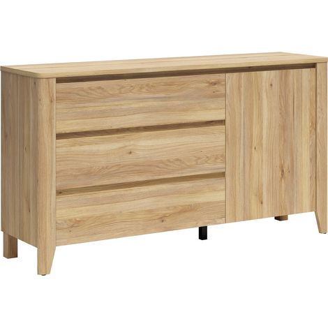 Kommode Samara mit 3 Schubladen und 1 Tür, Holzoptik, 161cm (1/5)