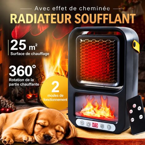 Mini radiateur soufflant d'appoint effet flamme 500W noir 220V 220v 17 × 10 × 25 cm 900 g – Livraison gratuite (1/5)