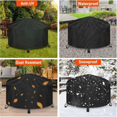 Housse de protection ronde pour foyer extérieur Ø 80 x 50 cm, imperméable, résistante aux UV, résistante aux déchirures, tissu Oxford 600D, housse de protection pour foyer extérieur (1/2)