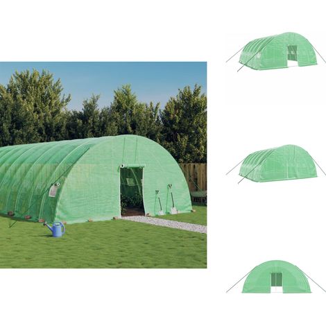 Serre avec cadre en acier vert 36 m² 6x6x2,85 m - Serre Jardin - Abri Jardin - Tunnel Jardin - Culture Maraîchère - Serriculture (1/5)
