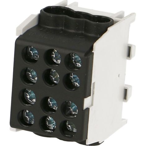 Bornier noir enclipsable sur rail DIN – 2 entrées 25mm² et 4 entrées 16mm² – Pour câblage électrique phase – Borne de raccordement – Markenartikel
