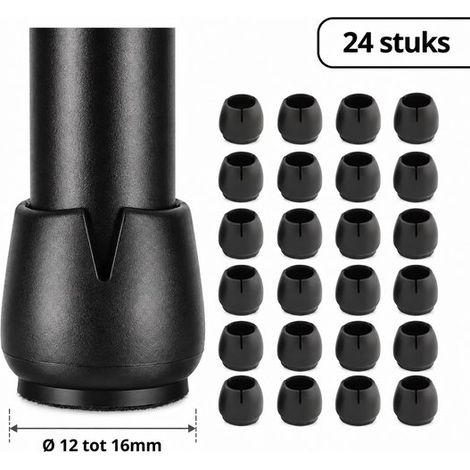 Set de 24 protège-pieds de chaise en feutre - Embouts ronds - Chaises - Ø 12 à 16 mm - Noir - Protection sol (1/5)