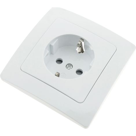 BeMatik - Prise schuko encastrable avec plaque de finition 80x80mm série Lille blanc (1/4)