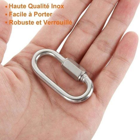 16 PCS Maillon Rapide Inox M5 Mousquetons à Verrouillage 304 Forme de D, Mini Mousqueton a Vis Pour Accessoires de Randonnée, Camping, Extérieur et Intérieur (1/3)
