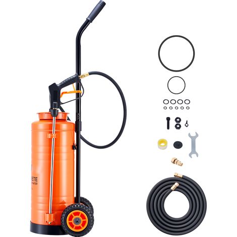 Mophorn Spruzzatore Industriale per Calcestruzzo con Carrello, Capacità 13,2 L, Pressione 25-60 PSI, Serbatoio in Acciaio Inox 240x210x680 mm, 2 Ugelli in Ottone, Ideale per Edilizia e Giardinaggio