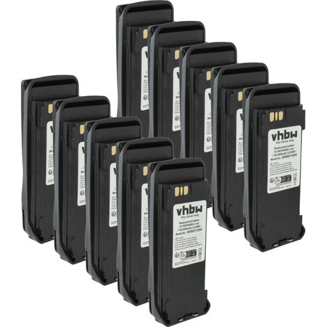 vhbw 10x Akku Ersatz für Motorola PMNN4066A, PMNN4077, PMNN4069A für Funkgerät, Walkie Talkie (2600 mAh, 7,4 V, Li-Ion) + Gürtelclip