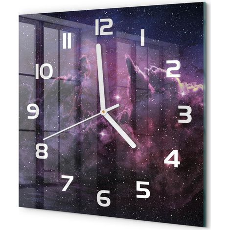Horloge Murale Carrée Style Artistique Verre Trempé Silencieuse Maison Brouillard 30x30 cm (1/5)