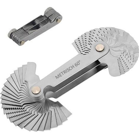 Metric and Imperial Thread Gauge – Stainless Steel, 60°/55° Angle, Ergonomic Handle, Professional Precision