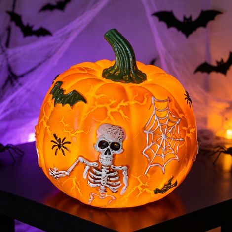 Résine de décoration de citrouille lumineuse d'Halloween, statue de lanterne lumineuse LED, décoration d'Halloween, décoration d'ambiance (1/5)