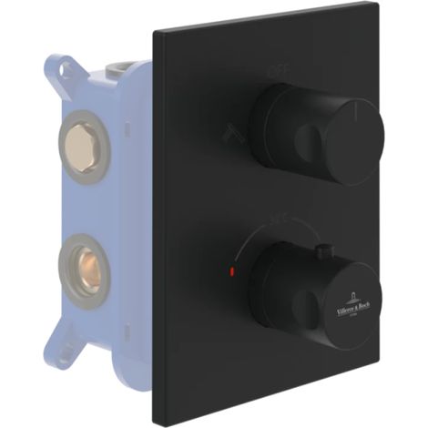 Façade thermostatique 2 voies VILLEROY ET BOCH Universal rectangle Noir mat + corps encastré