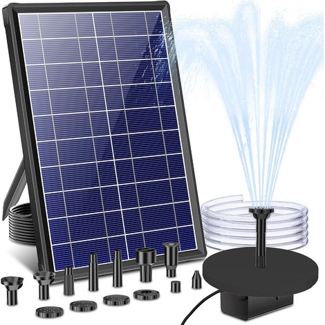 Solarbrunnen – 1 Stück – Glas und Kunststoff – 7,5-W-Pumpe mit 12 Düsen – Für Teich und Garten (1/5)