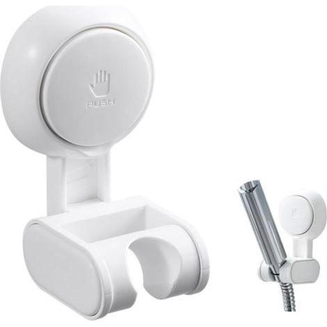 Support Pommeau de Douche Sans Percage, Support Douchette Ventouse Blanc,Support de Douche avec Une Crochet,Base de Douche,Réglable,Etanche(Blanc) (1/5)