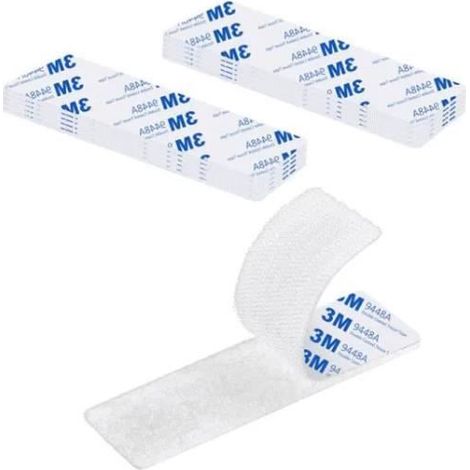 Autocollant Double Face - Scratch - Bande Agrippantes Adhésives 3M - Blanc - 3 x 100mm (1/4)