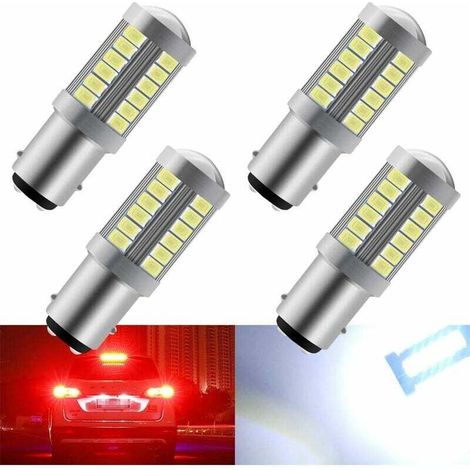 Anhängerbeleuchtung und Reflektoren, Weiß 1157 33SMD Super LED-Lampen Rückfahrlicht Parklicht Bremslicht Nebelschlussleuchte Positionslicht Rücklicht 12 4W (4 Stück)