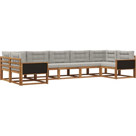 Ensemble de canapés d'extérieur 7 pc Naturel et gris clair vidaXL (1/5)