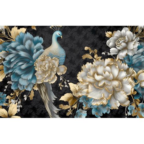 Papier peint panoramique - Fleurs Oiseau - 130 cm x 83 cm (1/2)