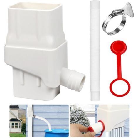 Collecteur Récupérateur Eau de Pluie, Kit Recuperateur d Eau de Pluie pour Gouttière Rectangulaire, Recuperateur d Eau de Pluie, Récupérateur D'eau de Pluie Rectangulaire avec Tuyau,Collier de Serrage