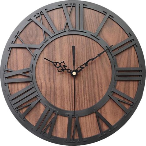 Retro-Wanduhr mit römischen Ziffern, schwarzes Acryl – handgefertigtes Design, einfache Montage, geräuschloser Betrieb – ideal für Wohnzimmer, Büro, Restaurant, Café und Bar