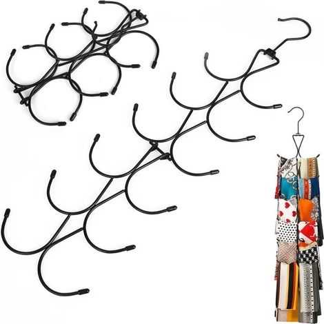 1 Cintre Foulard avec 12 crochets, pliable, crochet rotatif 360°, pour écharpes, ceintures, cravates, châles. Idéal pour placard. No (1/5)