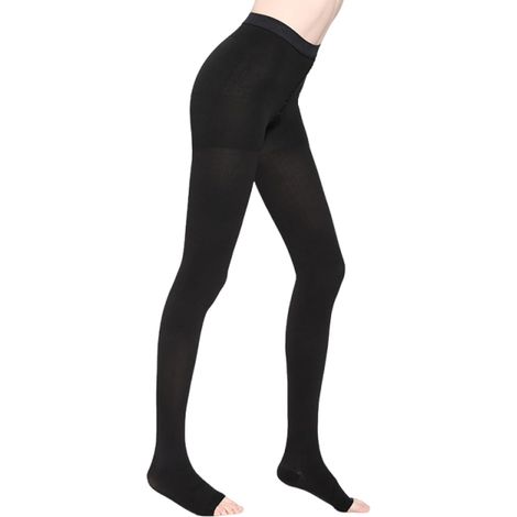 Chaussettes de Compression Femme & Homme Longues, 23-32mmhg Classe 2 Bas de contention médicaux à orteils ouverts, Chaussette de Contention ouvert, Indiqué pour Les varices, l'œdème (1/5)