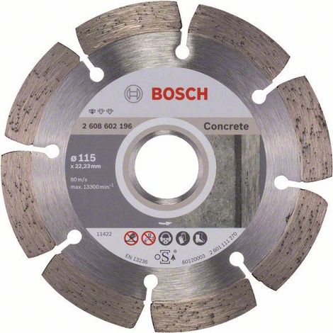 Disco diamantato standard per cemento, 115 x 22,23 x 1,6 x 10 mm, confezione da 1