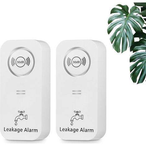 (Lot de 2) Détecteur de fuites, alarme de fuites et d'écoulements, alarme de 90 dB, détecteur de fuites sans fil, convient pour la salle de bain, la buanderie et la cuisine. (1/5)