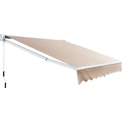 COSTWAY Tenda da Sole per Esterno Avvolgibile, Tenda da Sole a Bracci Estensibili con Telaio in Alluminio e Tettuccio Resistente al Sole e Impermeabile e Manovella (245 x 200 cm Beige)