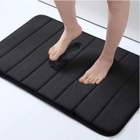 Tapis de bain absorbant antidérapant Tapis de bain en mousse Tapis de bain lavable - 60 x 90 cm, Noir (1/5)
