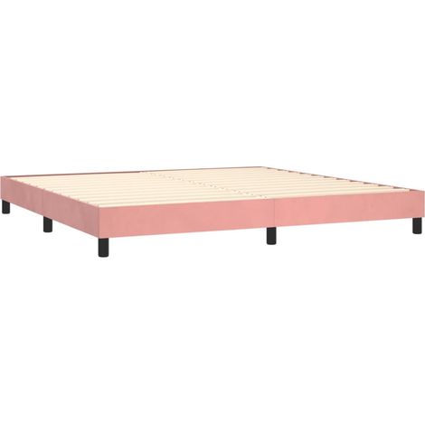 Somier de láminas con patas estructura de cama 200x200 cm tejido terciopelo rosa TDL0206952 (1/5)