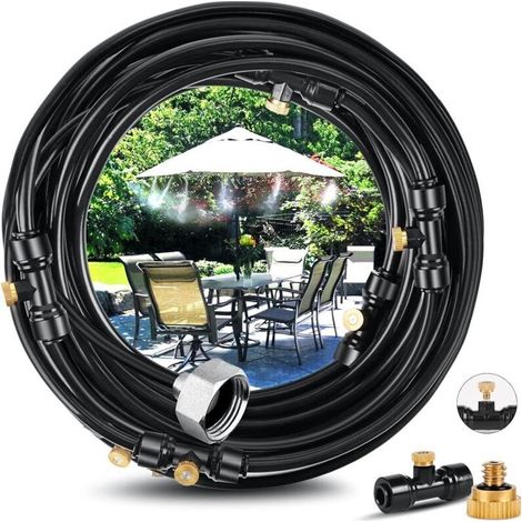 Système De Brumisation 18m, Brumisateur Terrasse Système De Refroidissement De Brumisation Kit De Tuyau Brumisateur Extérieur Pour Jardin Parasol Trampoline Serre Piscine (1/5)