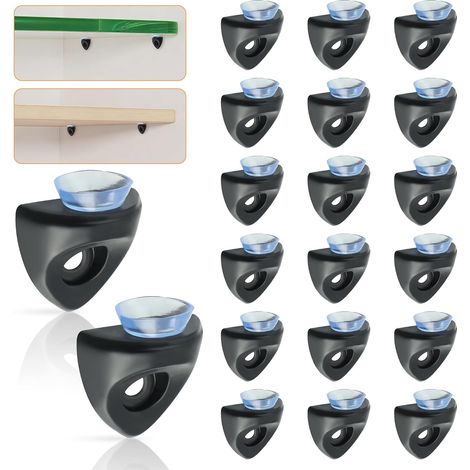 20 supports/tiges de support d'étagère en verre (noirs) (1/5)
