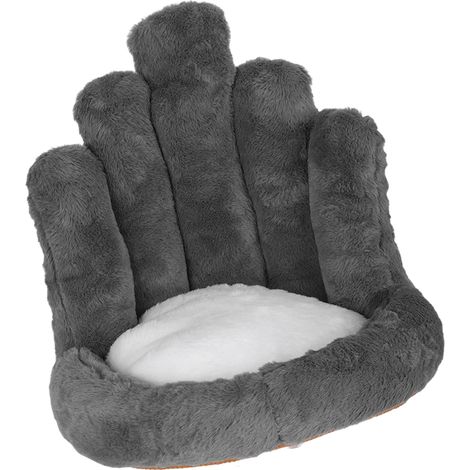 Coussin de chaise mignon à 5 doigts, coussin de chaise kawaii doux et épais, coussin de dossier confortable, soutien lombaire, décoration intérieure grise (1/5)