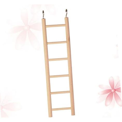 Échà Perroquet Naturen Bois 6 Marches 28x7 Cm Crochets Métalliques, pour Cage Oiseaux Petits et Moyens, Accessoire Stimulant pour Perruches et Calopsittes (1/5)