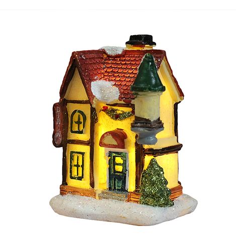 Eosnow LED-Weihnachtsharz-Lichthaus-Dekorationen, Szene, Dorf, Stadt für Geschenke