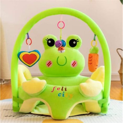 Siège Support pour Bébé - Grenouille en Peluche avec Arche à Jouets - Hauteur Avant 20 cm Hauteur Arrière 40 cm - Dimensions Assise 50 x 50 cm - 1 Pièce (1/4)