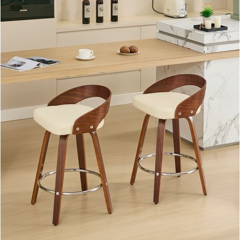 MEUBLIV 2er-Set Barhocker 63 cm Beige – drehbar, gepolsterte Sitzfläche (1/5)