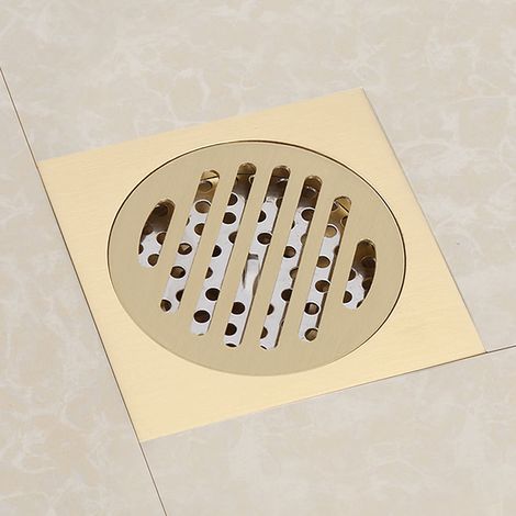 Drain de sol carré salle de bain douche déchets grille en laiton construit crépine accessoire maison (1/5)