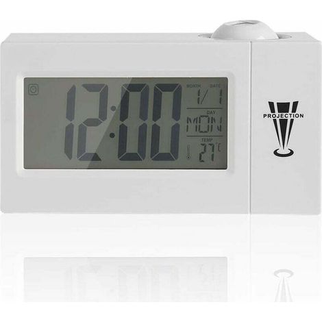Radio-réveil numérique avec projecteur, intensité variable, mise en veille programmable et affichage de la température intérieure, du jour et de la date-Fei Yu