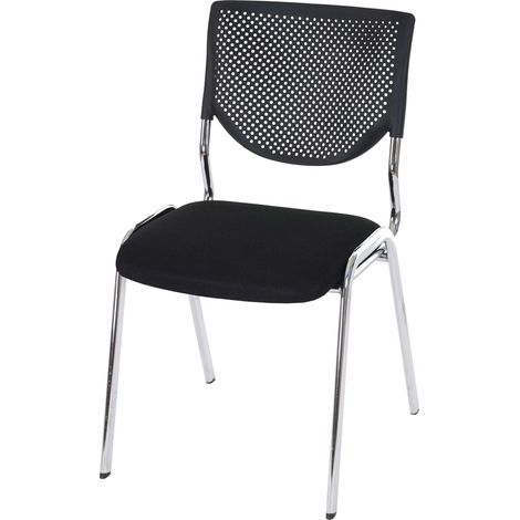 [NEUWERTIG] Besucherstuhl HHG-877, Konferenzstuhl stapelbar, Stoff/Textil Sitz schwarz, Füße chrom